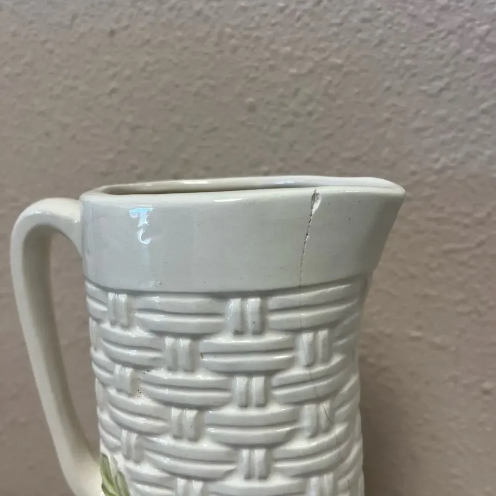 Vintage circa 1970s basketweave pitcher - Picture 7 of 9